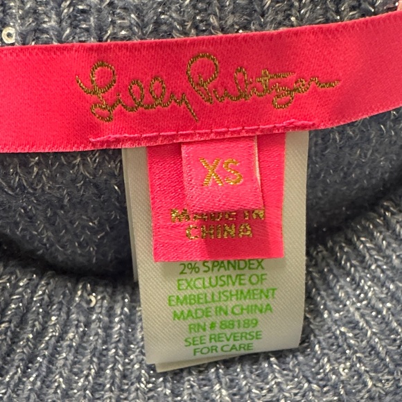 Lilly Pulitzer Morgen Sequin Sweater Dress Boca Blue Metallic NWOT XS - Picture 6 of 9